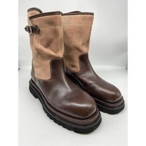 Free People Two-Tone Brown & Tan Combat Moto Boots